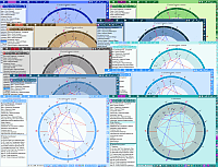 Charts. Collage of design color schemes of Galaxy software